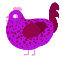 A amethyst and maroon chicken with a speckle pattern