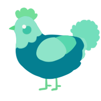 A sea and mint chicken with a head pattern