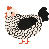 A cream and sable chicken with a lace pattern