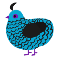 A cerulean and sable chicken with a lace pattern