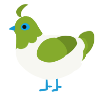 A white and chartreuse chicken with a head pattern