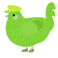 A grass chicken with a speckle pattern