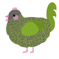 A grey and chartreuse chicken with a double-lace pattern
