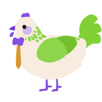 A cream and grass chicken with a neck-speckle pattern