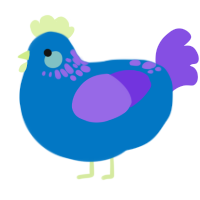 Blue Raspberry, a sapphire and blurple chicken with a neck-speckle pattern