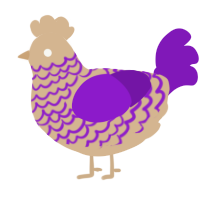 A beige and violet chicken with a lace pattern