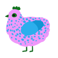 A lavender and sky chicken with a speckle pattern