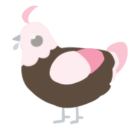 A bark and rose chicken with a head pattern