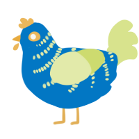 A sapphire and lemon chicken with a half-bar pattern