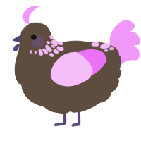A bark and lavender chicken with a neck-speckle pattern