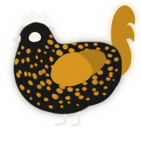 A sable and ochre chicken with a speckle pattern