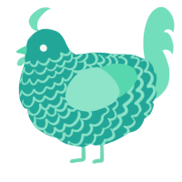 A turquoise and mint chicken with a lace pattern