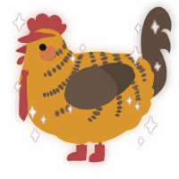A orange and bark chicken with a half-bar pattern
