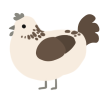 A cream and bark chicken with a neck-speckle pattern