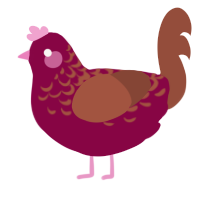 A maroon and russet chicken with a half-lace pattern
