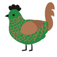 A viridian and brown chicken with a lace pattern