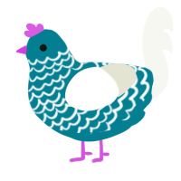 A sea and white chicken with a lace pattern