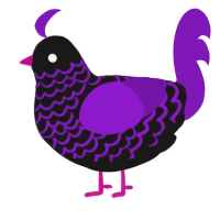 A sable and violet chicken with a lace pattern