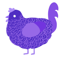 A indigo and blurple chicken with a double-lace pattern
