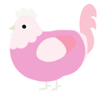 A pink and rose chicken with a head pattern