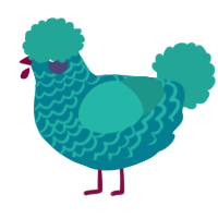 A sea and turquoise chicken with a lace pattern
