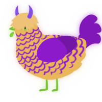 A honey and violet chicken with a lace pattern