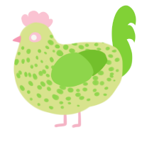 A lemon and grass chicken with a speckle pattern