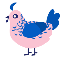 A rose and ultramarine chicken with a half-lace pattern