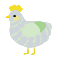 A mist and gluppy chicken with a bar pattern