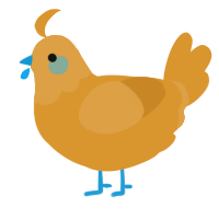 A orange chicken with a head pattern
