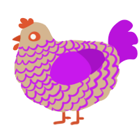 A beige and amethyst chicken with a lace pattern
