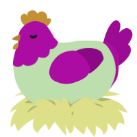 A gluppy and plum chicken with a head pattern