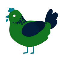 Rio, a leaf and tumblr chicken with a neck-speckle pattern