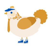 A cream and orange chicken with a neck-speckle pattern
