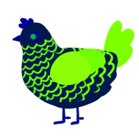 Glowstick, a tumblr and grass chicken with a lace pattern