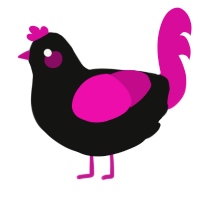 A black and fuchsia chicken