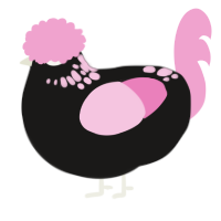 A sable and pink chicken with a neck-speckle pattern