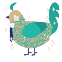 Talonplar, a beige and turquoise chicken with a double-lace pattern