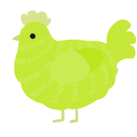 A lime chicken with a bar pattern