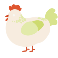 A cream and lemon chicken with a neck-speckle pattern