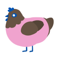 A pink and bark chicken with a head pattern