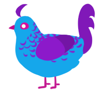 A sky and violet chicken with a half-lace pattern