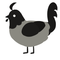 A ash and sable chicken with a head pattern