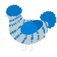A silver and sapphire chicken with a bar pattern
