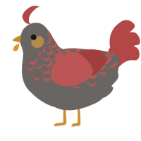 A grey and red chicken with a half-lace pattern