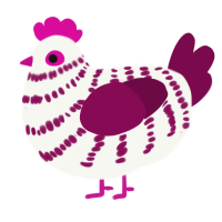 A white and wine chicken with a bar pattern