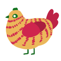 A honey and crimson chicken with a bar pattern