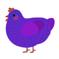 A indigo and violet chicken with a lace pattern