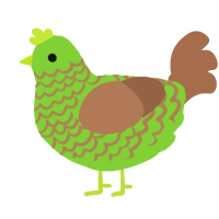 A grass and brown chicken with a lace pattern