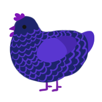 A navy and indigo chicken with a lace pattern